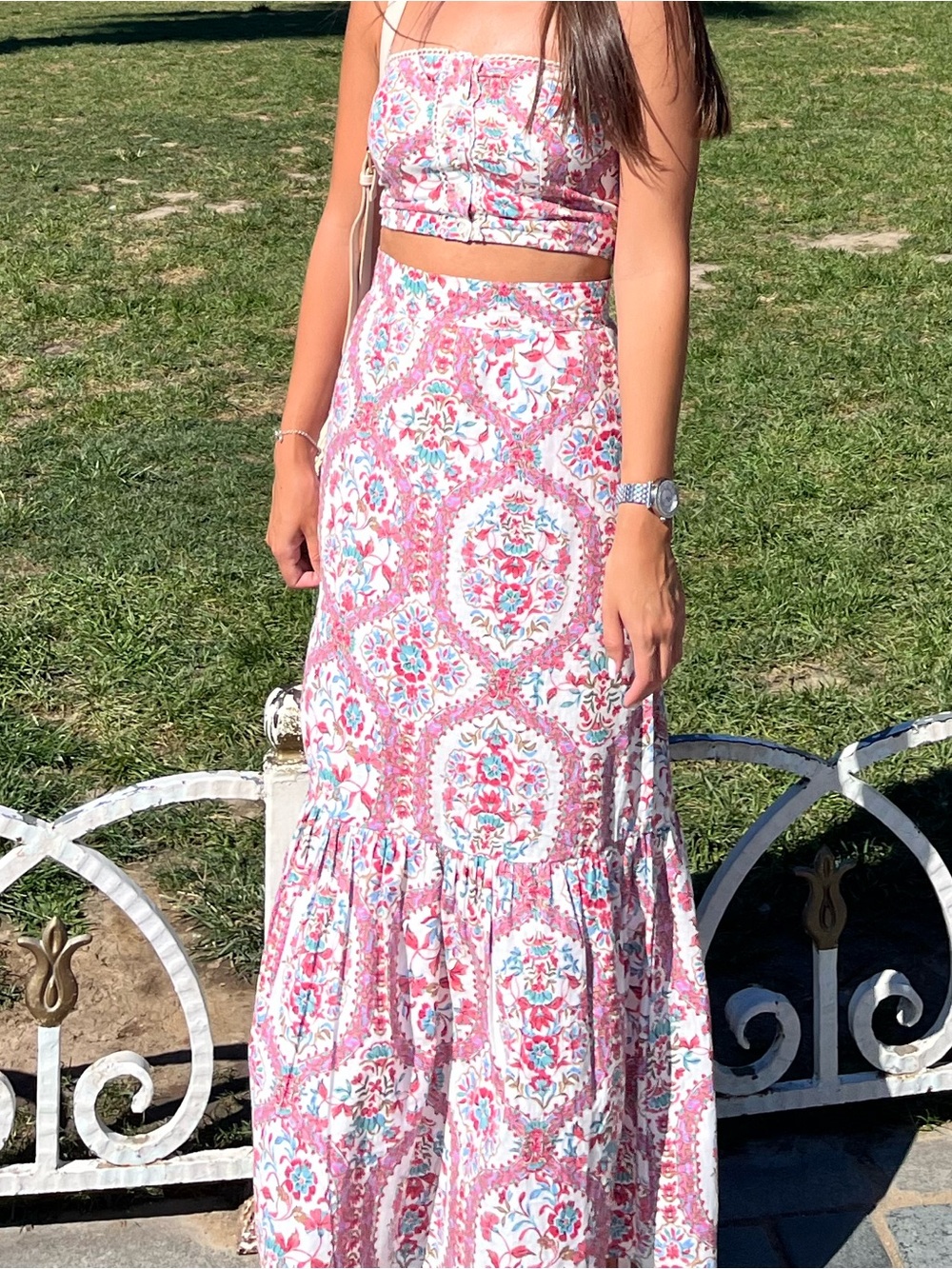 Floral Pink and White Two-Piece Sundress